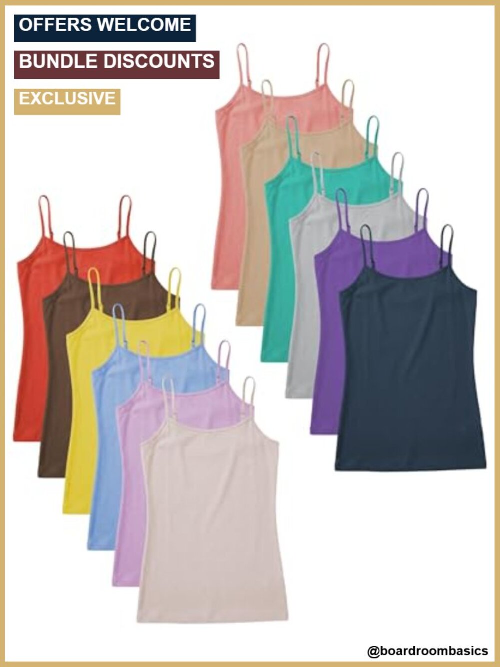 Cotton Stretch Camisole Tank Top Adjustable Spaghetti Strap Layering